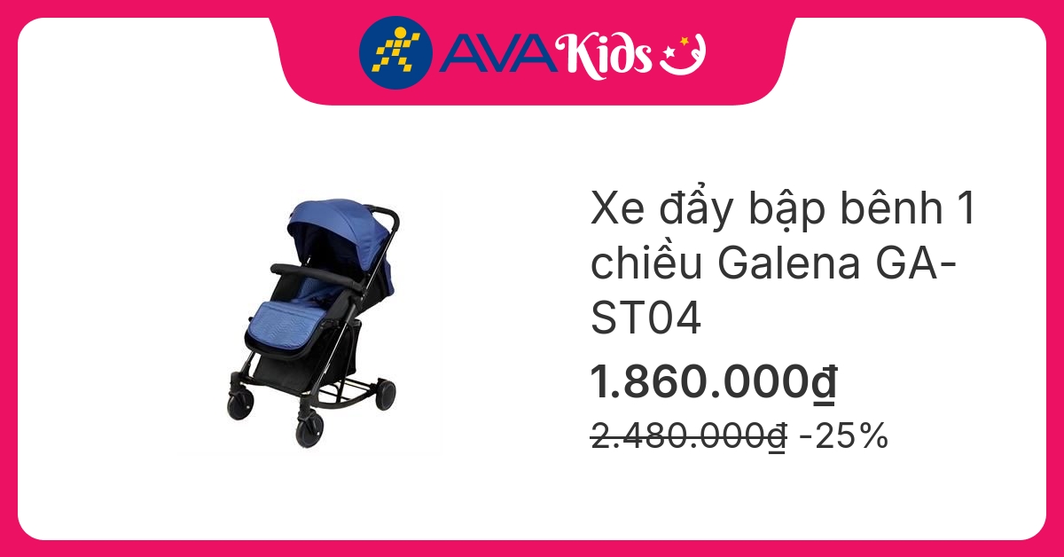 Xe đẩy bập bênh 1 chiều gấp gọn Galena GA-ST04 (0 - 5 tuổi) - Màu xanh navy
