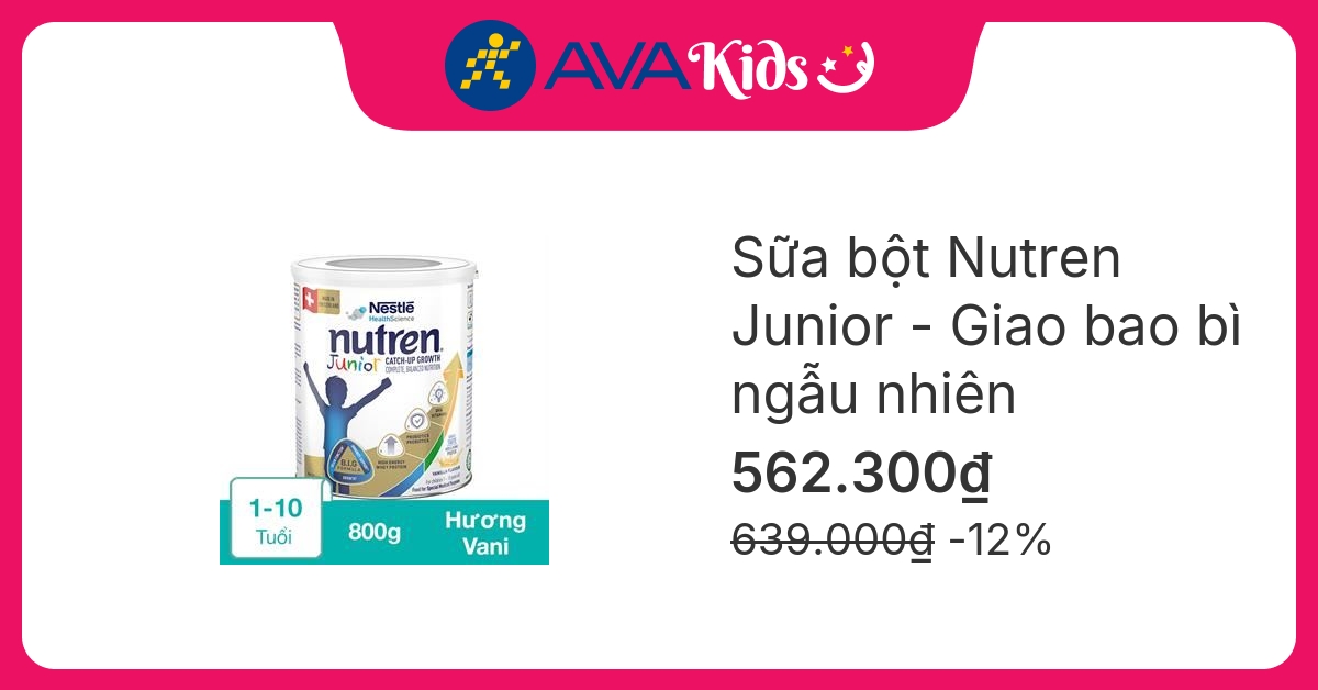 Sữa bột Nutren Junior hương vani 800g (1 - 10 tuổi)