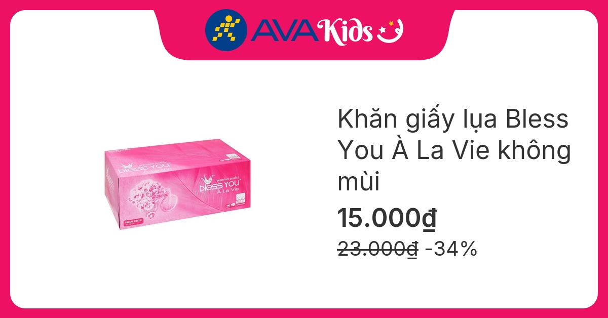Hộp 180 tờ khăn giấy lụa Bless You À La Vie không mùi 2 lớp