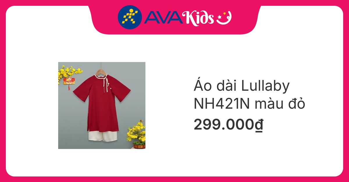 Áo dài bé gái Lullaby NH421N màu đỏ