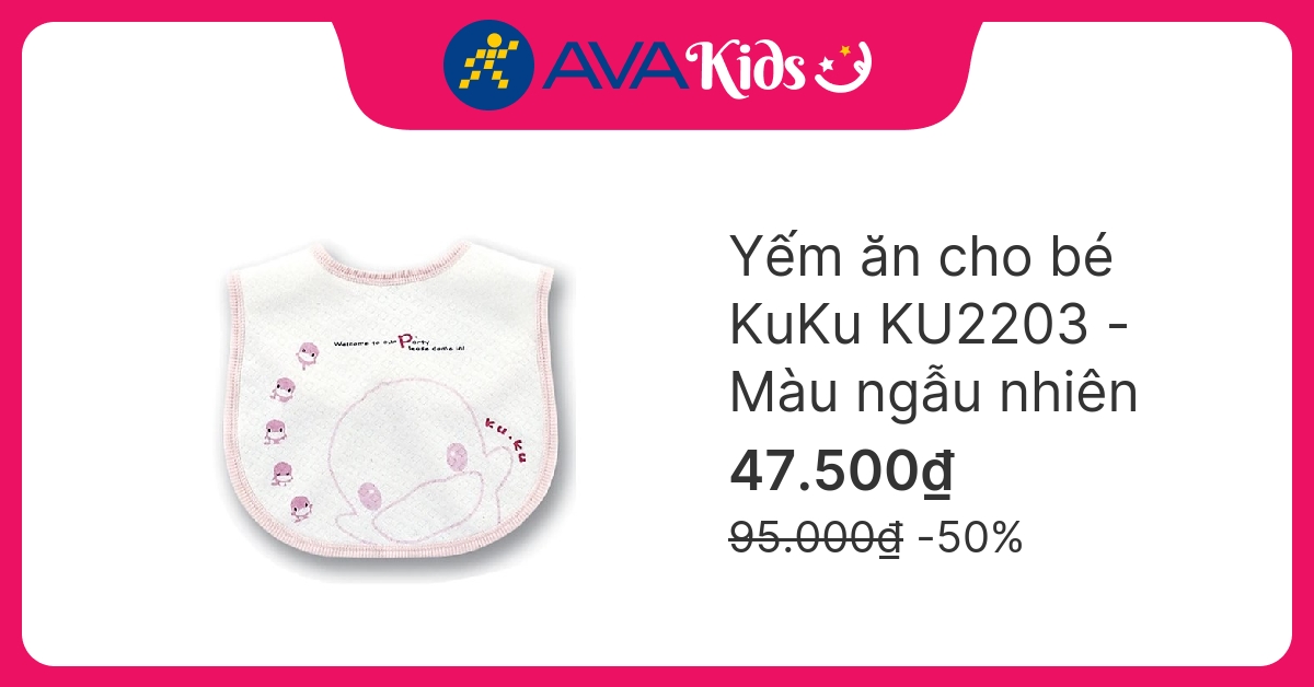 Yếm ăn cho bé cotton KuKu KU2203 (từ 0 tháng) hover