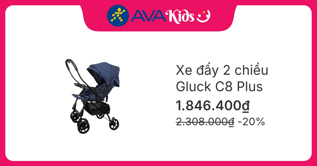 Xe đẩy 2 chiều gấp gọn Gluck C8 Plus (0 - 5 tuổi) - Màu xanh navy