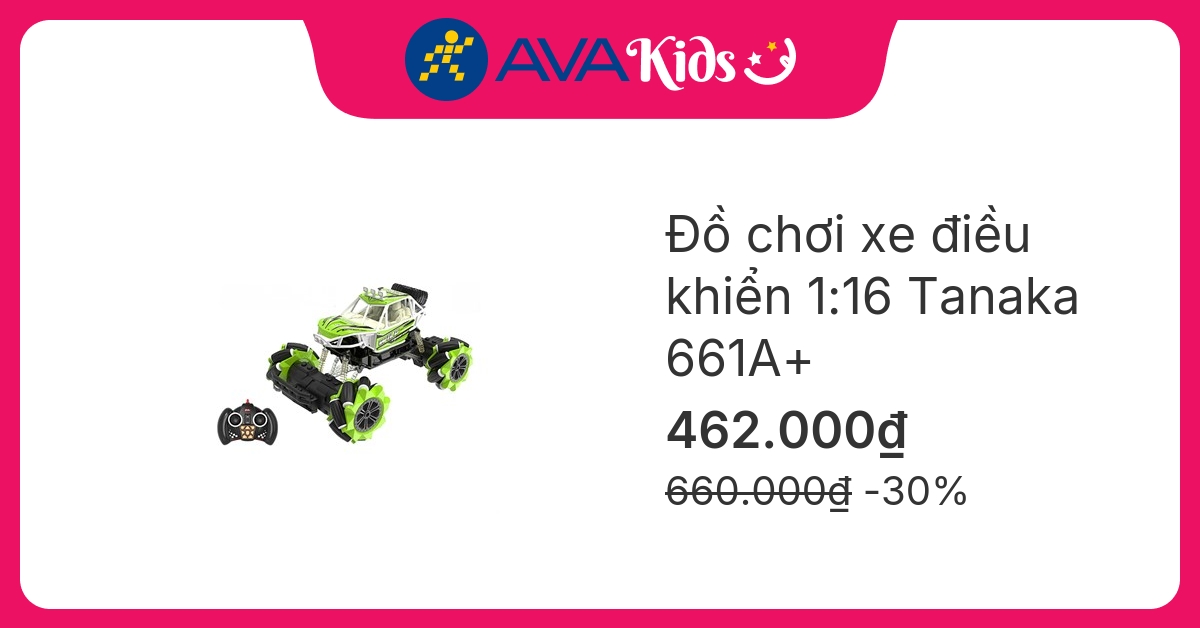 Đồ chơi xe điều khiển xoay 360 1:16 (đèn, nhạc, pin sạc) Tanaka 661A+