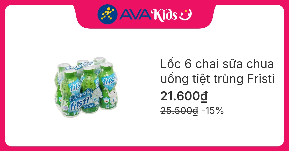 Lốc 6 chai sữa chua uống tiệt trùng Fristi vị táo 80 ml (từ 1 tuổi)