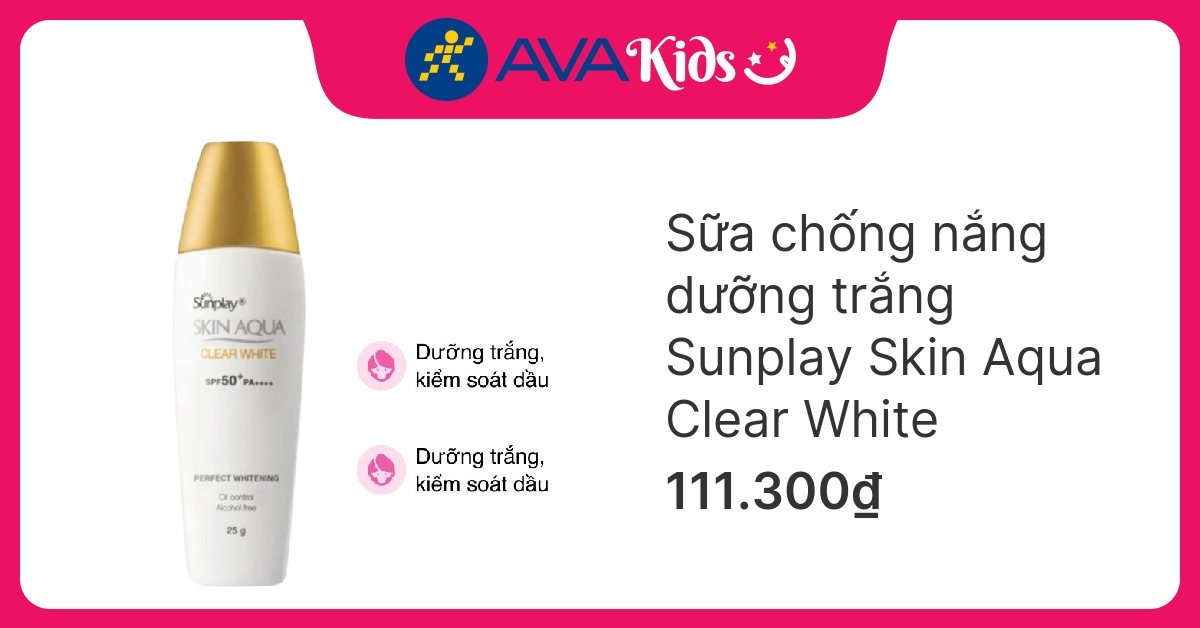 Sữa chống nắng dưỡng trắng cho da dầu và da hỗn hợp Sunplay Skin Aqua Clear White SPF 50+ PA++++ 25g - - AVAKids.com