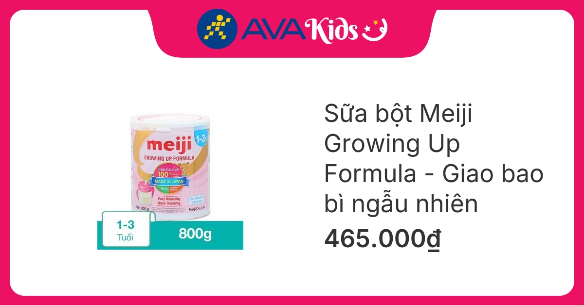 Sữa bột Meiji Growing Up Formula 800g (1 - 3 tuổi) - Giao bao bì ngẫu nhiên