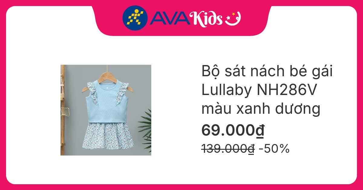 Bộ sát nách bé gái Lullaby NH286V màu xanh dương