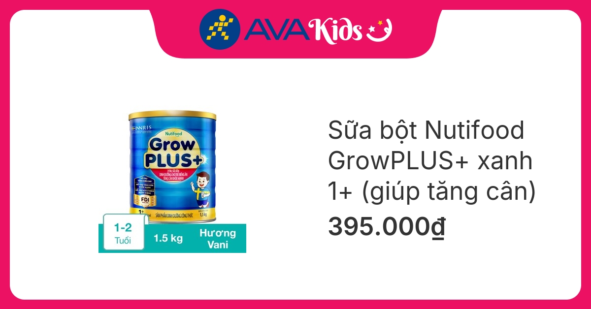 Sữa bột Nutifood GrowPLUS+ xanh hương vani 1.5 kg (từ 1 tuổi) hover