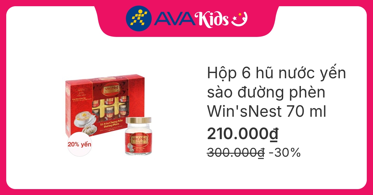 Hộp 6 hũ nước yến sào đường phèn Win'sNest 70 ml (từ 1 tuổi)