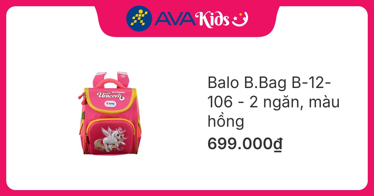 Balo chống gù cho bé B.Bag Genius Box F2-Unicorn B-12-106 hồng