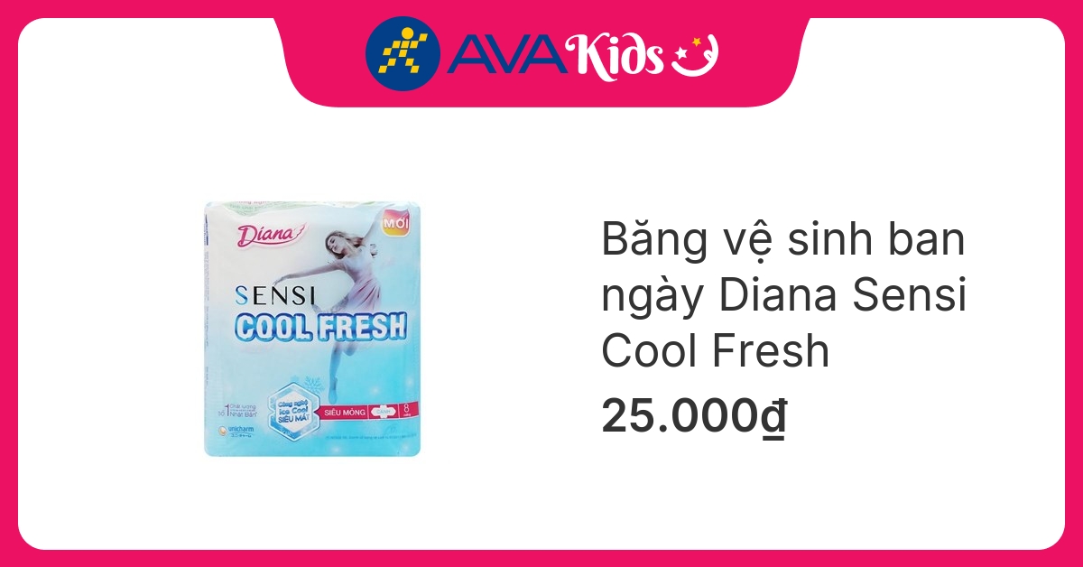 Băng vệ sinh ban ngày Diana Sensi Cool Fresh siêu mỏng có cánh 8 miếng