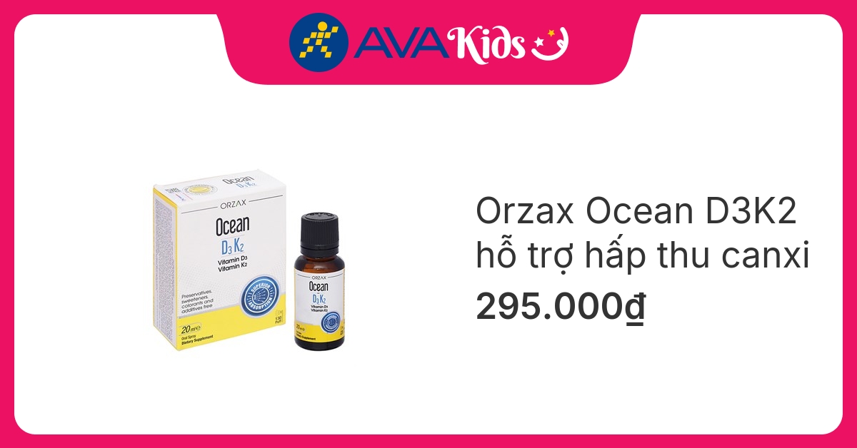 Orzax Ocean D3K2 hỗ trợ hấp thu canxi, 20 ml dạng nhỏ giọt và xịt (từ 0 tháng)