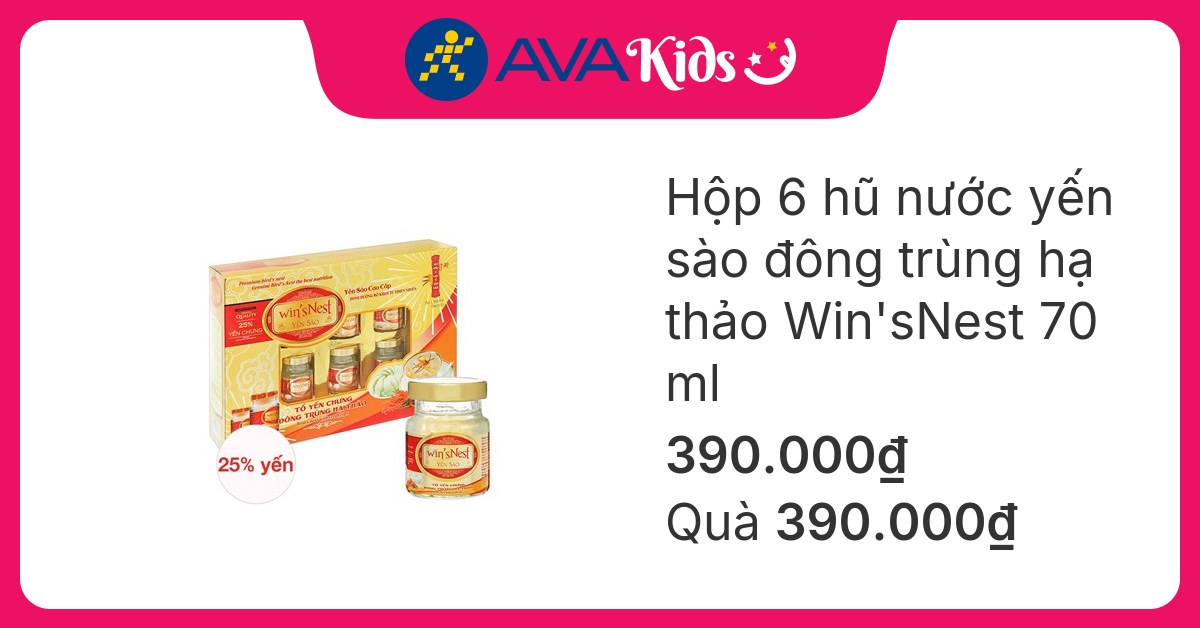 Hộp 6 hũ nước yến sào đông trùng hạ thảo Win'sNest 70 ml (từ 12 tuổi)