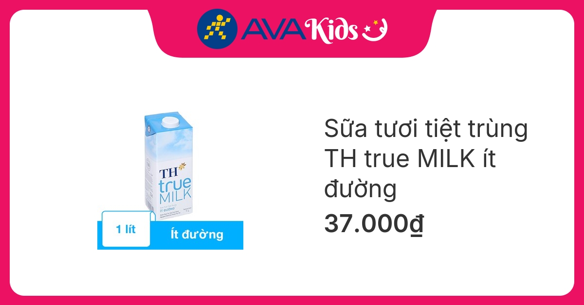 Sữa tươi tiệt trùng TH true MILK ít đường 1 lít (từ 1 tuổi)