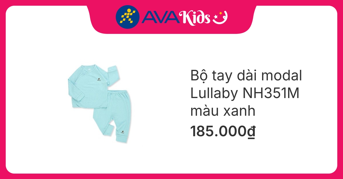 Bộ tay dài bé trai Lullaby NH351M màu xanh hover