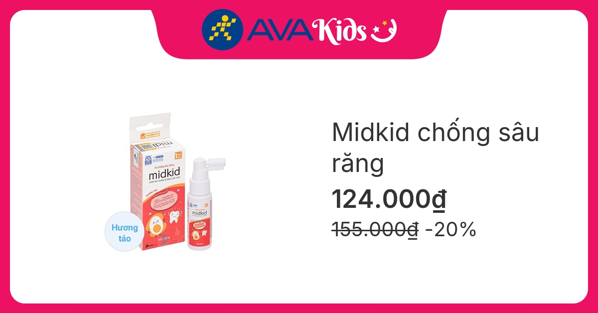 Midkid chống sâu răng hương táo, 20 ml dạng xịt (từ 1 tuổi)