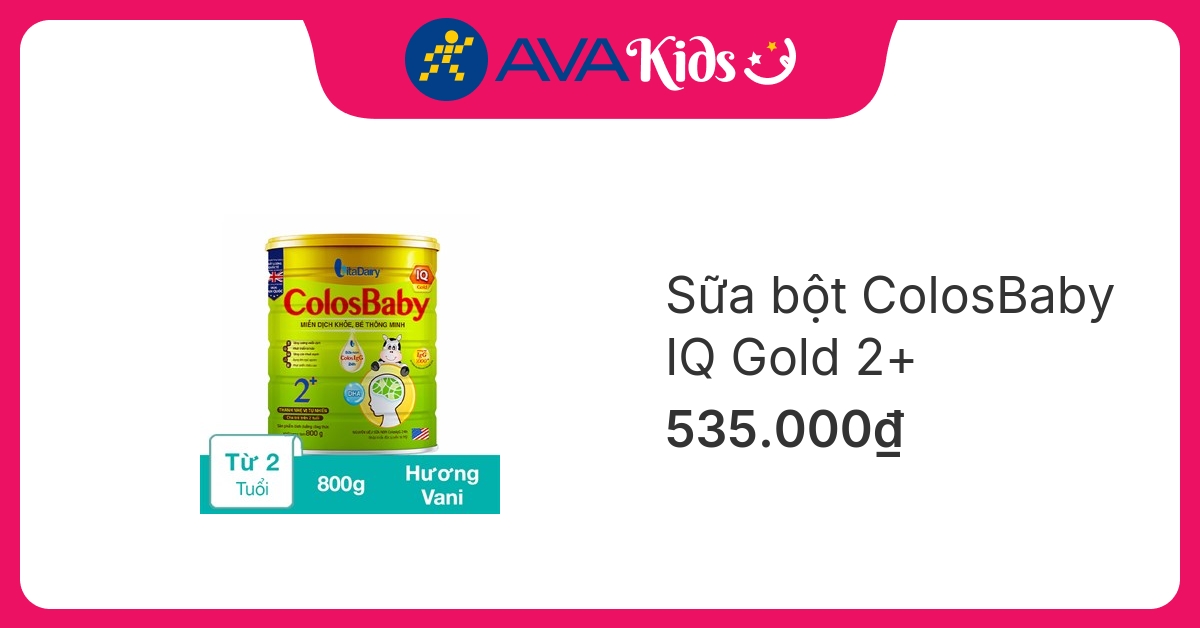 Sữa bột ColosBaby IQ Gold 2+ (sữa non) hương vani 800g (từ 2 tuổi)