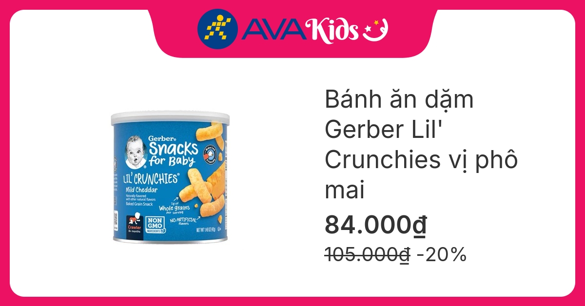 Bánh ăn dặm Gerber Lil' Crunchies vị phô mai lon 42g (từ 8 tháng)