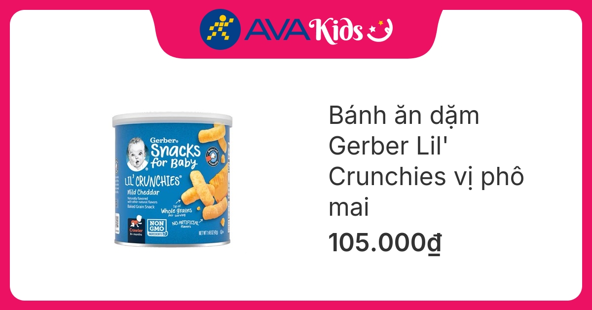 Bánh ăn dặm Gerber Lil' Crunchies vị phô mai lon 42g (từ 8 tháng)