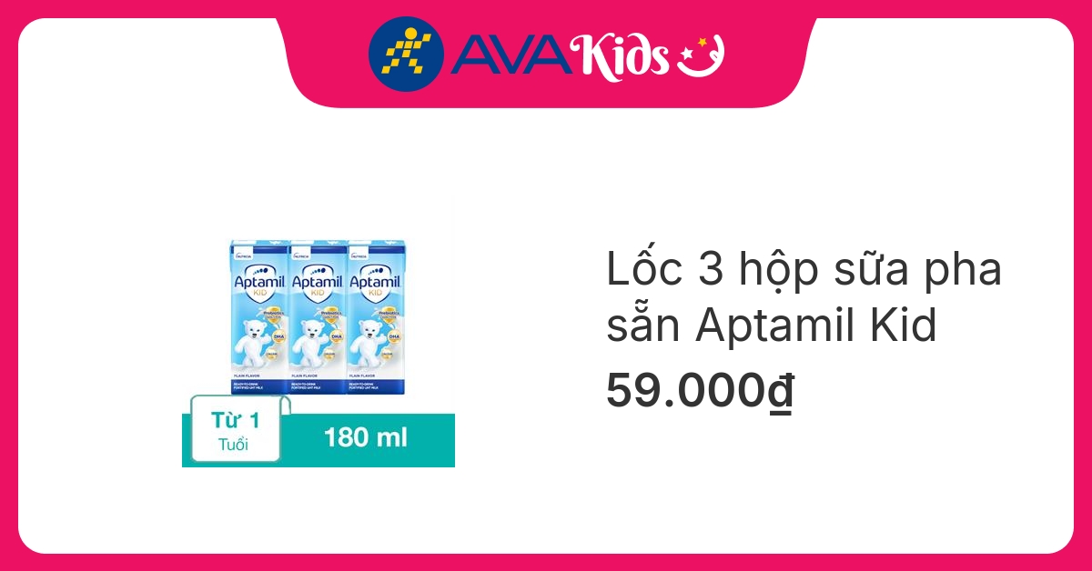 Lốc 3 hộp sữa pha sẵn Aptamil Kid 180 ml (từ 1 tuổi)