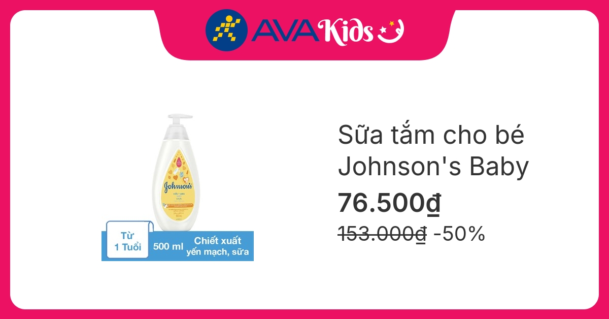 Sữa tắm cho bé Johnson's Baby chiết xuất yến mạch và sữa 500 ml (từ 1 tuổi)