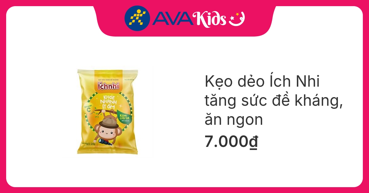 Kẹo dẻo Ích Nhi tăng sức đề kháng, ăn ngon hương cam, chanh, 24g dạng viên (từ 2 tuổi) - Giao bao bì ngẫu nhiên