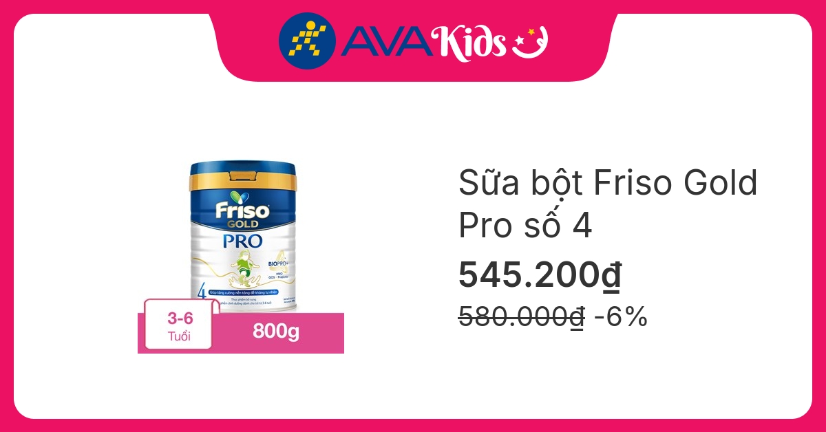 Sữa bột Friso Gold Pro số 4 800g (3 - 6 tuổi)