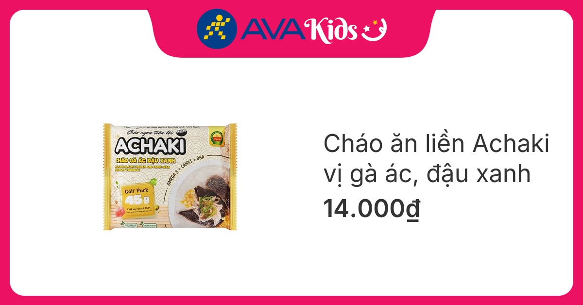 Cháo ăn liền Achaki vị gà ác, đậu xanh gói 72g (từ 1 tuổi) hover