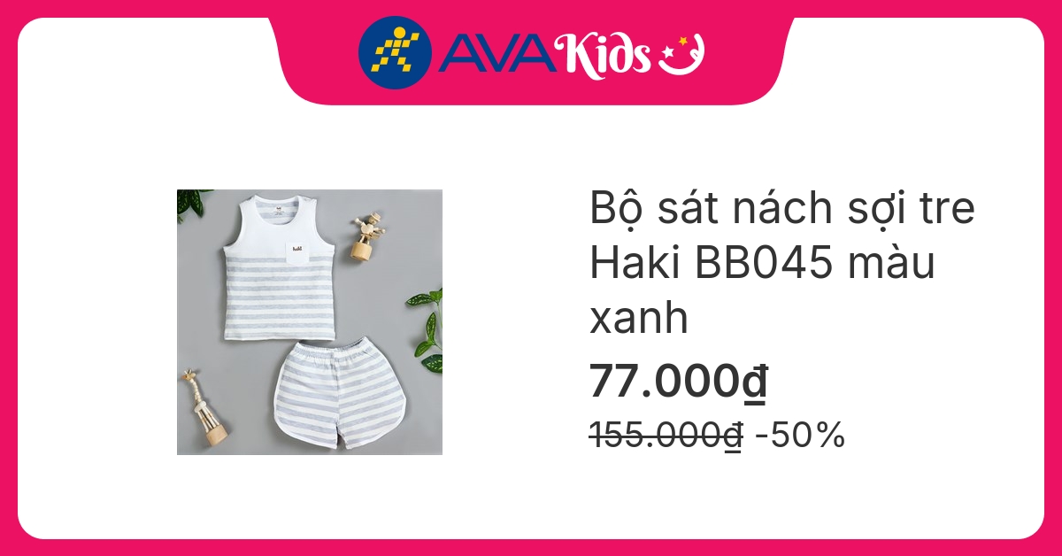 Bộ sát nách kẻ to Haki BB045 màu xanh hover