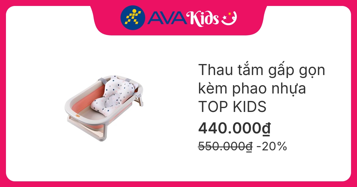 Thau tắm gấp gọn kèm phao TOP KIDS - Màu hồng
