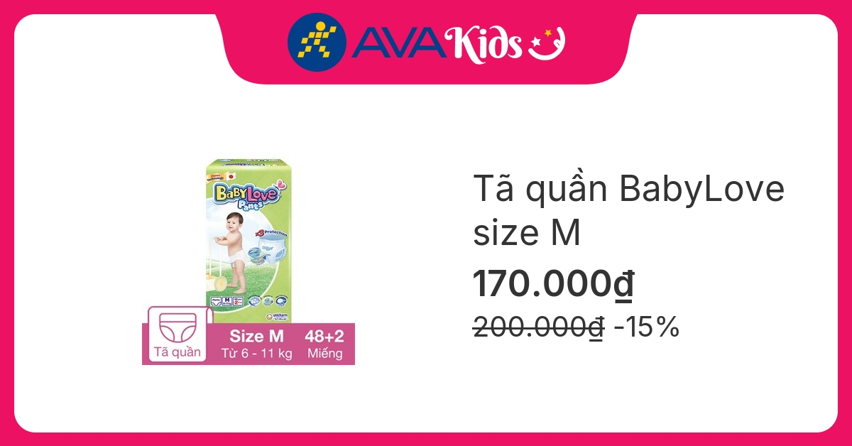 Tã quần BabyLove size M 48 + 2 miếng (6 - 11 kg)