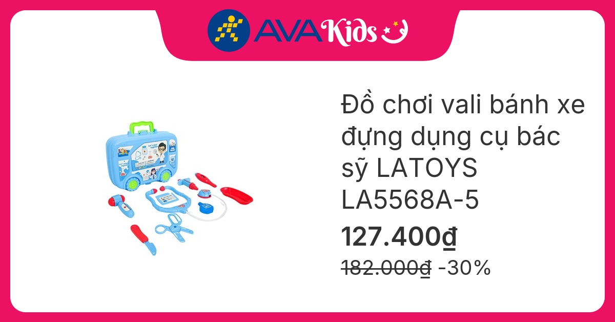 Đồ chơi vali bánh xe đựng dụng cụ bác sỹ LATOYS LA5568A-5 (9 chi tiết)