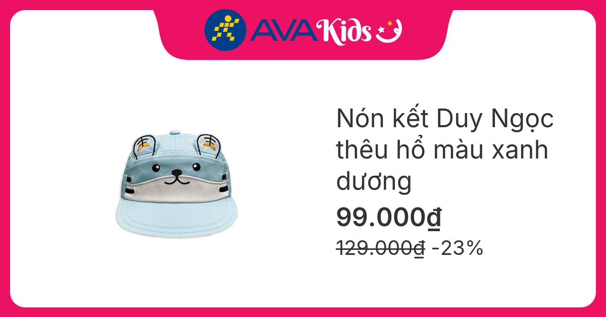 Nón kết cho bé trai Duy Ngọc thêu hổ màu xanh dương