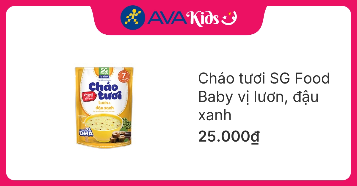 Cháo tươi SG Food Baby vị lươn, đậu xanh gói 240g (từ 7 tháng)