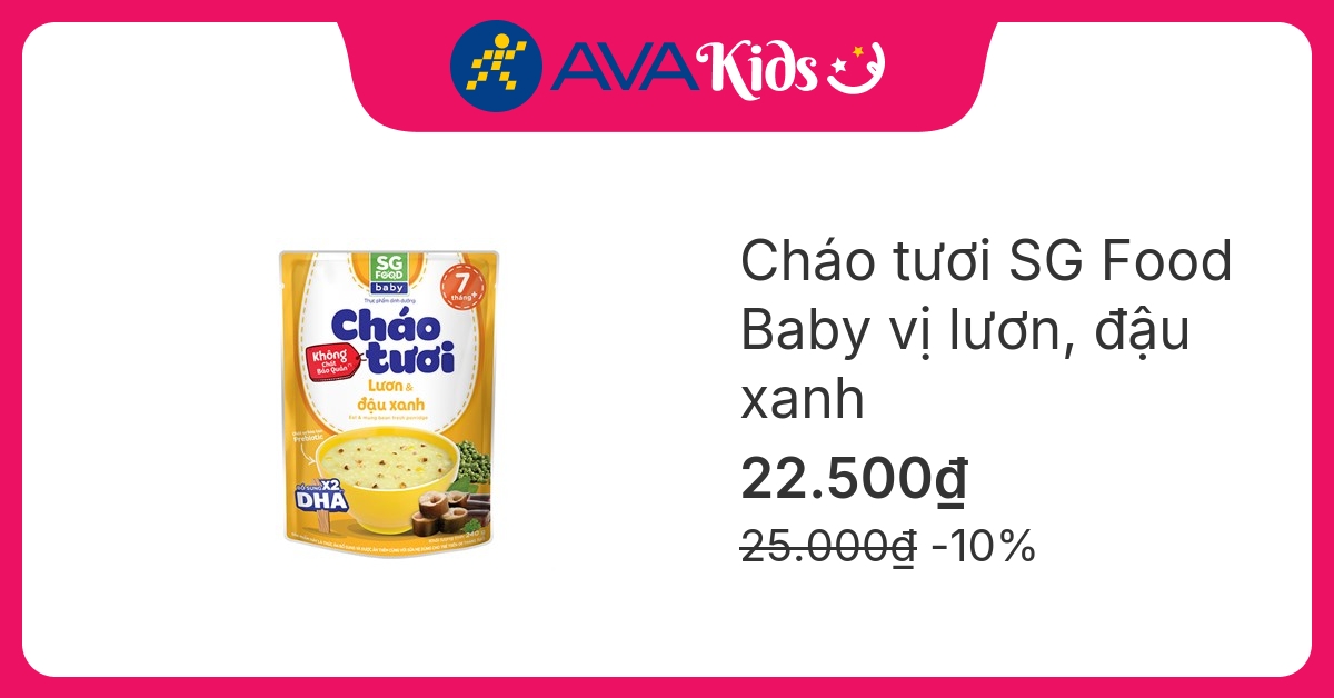 Cháo tươi SG Food Baby vị lươn, đậu xanh gói 240g (từ 10 tháng) hover