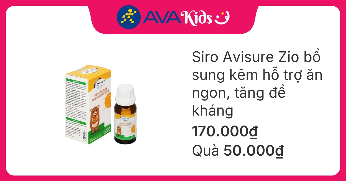 Siro Avisure Zio bổ sung kẽm hỗ trợ ăn ngon, tăng đề kháng 20 ml (từ 6 tháng) hover