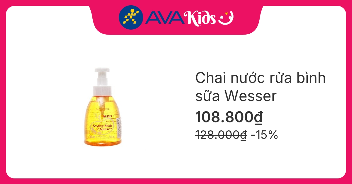 Nước rửa bình sữa Wesser chai 500 ml hương bưởi