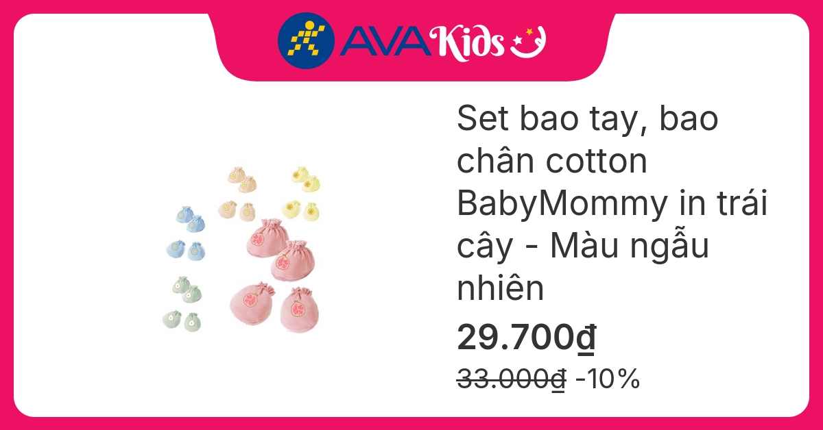 Bộ bao tay, bao chân in trái cây Babymommy (0 – 3 tháng) hover