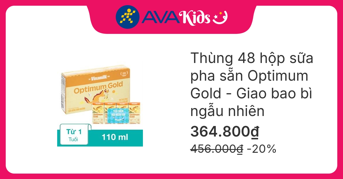 Thùng 48 hộp sữa pha sẵn Optimum Gold 110 ml (từ 1 tuổi) - Giao bao bì ngẫu nhiên