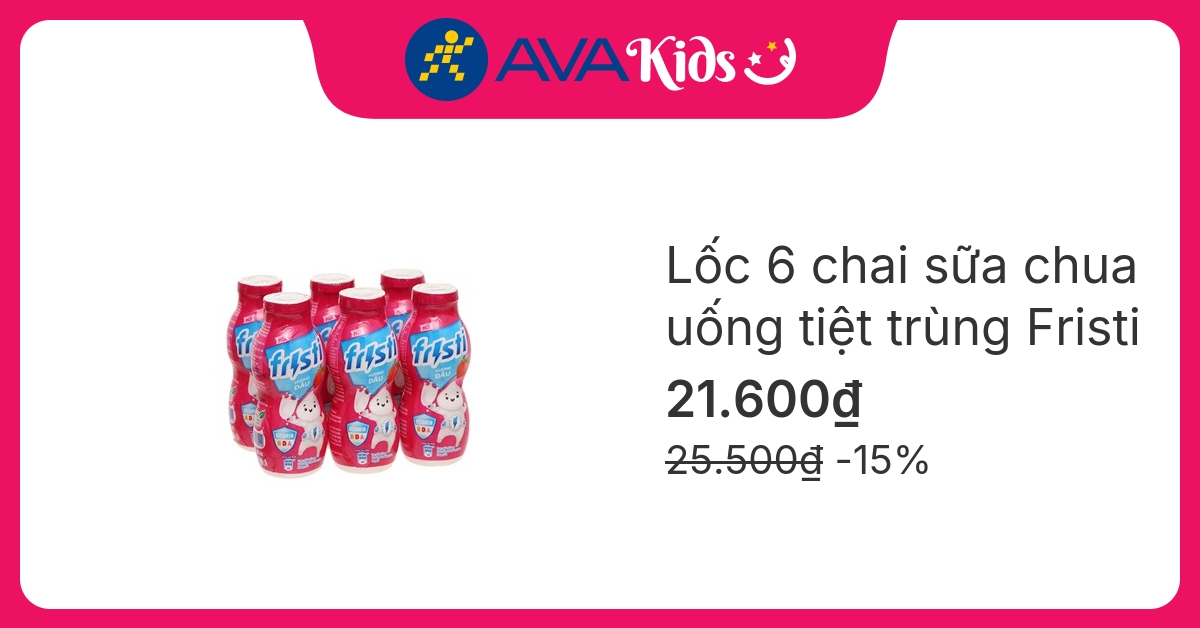 Lốc 6 chai sữa chua uống tiệt trùng Fristi vị dâu 80 ml (từ 1 tuổi)