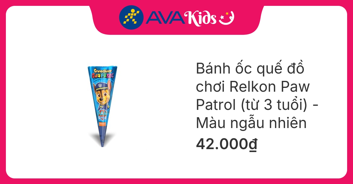 Bánh ốc quế đồ chơi Relkon Paw Patrol vị socola, hạt phỉ cây 25g (từ 3 tuổi) - Màu ngẫu nhiên