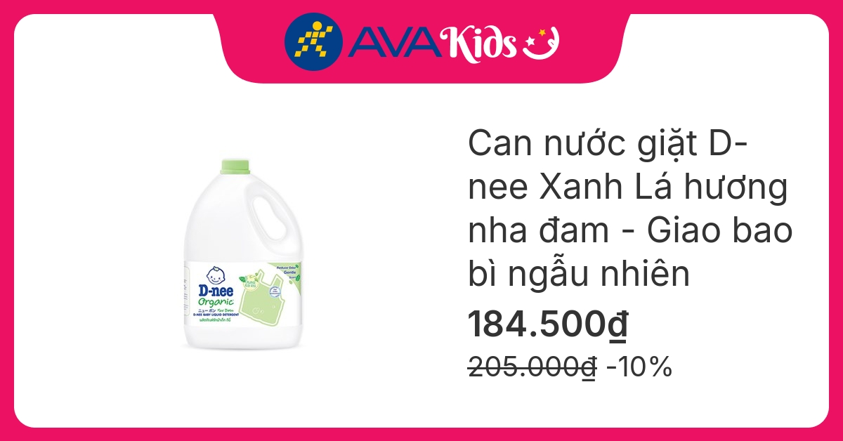 Nước giặt quần áo cho bé D-nee Xanh Lá hương nha đam can 3 lít - Giao bao bì ngẫu nhiên