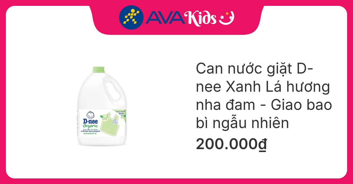 Nước giặt quần áo cho bé D-nee Xanh Lá hương nha đam can 3 lít - Giao bao bì ngẫu nhiên