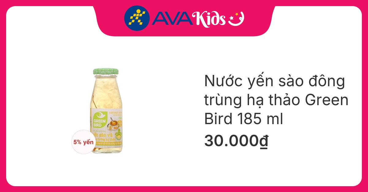 Nước yến sào đông trùng hạ thảo Green Bird 185 ml (từ 18 tuổi)