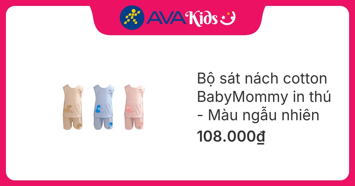 Bộ sát nách in thú BabyMommy hover