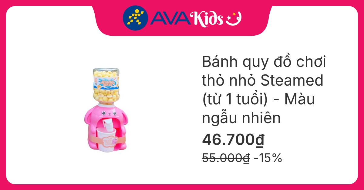 Bánh quy đồ chơi thỏ nhỏ Steamed vị trứng hũ 50g (từ 1 tuổi) - Màu ngẫu nhiên