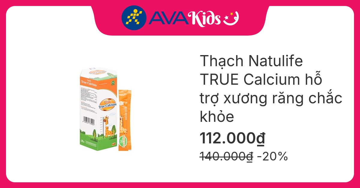 Thạch Natulife TRUE Calcium hỗ trợ xương răng chắc khỏe, 20 gói (từ 1 tuổi)