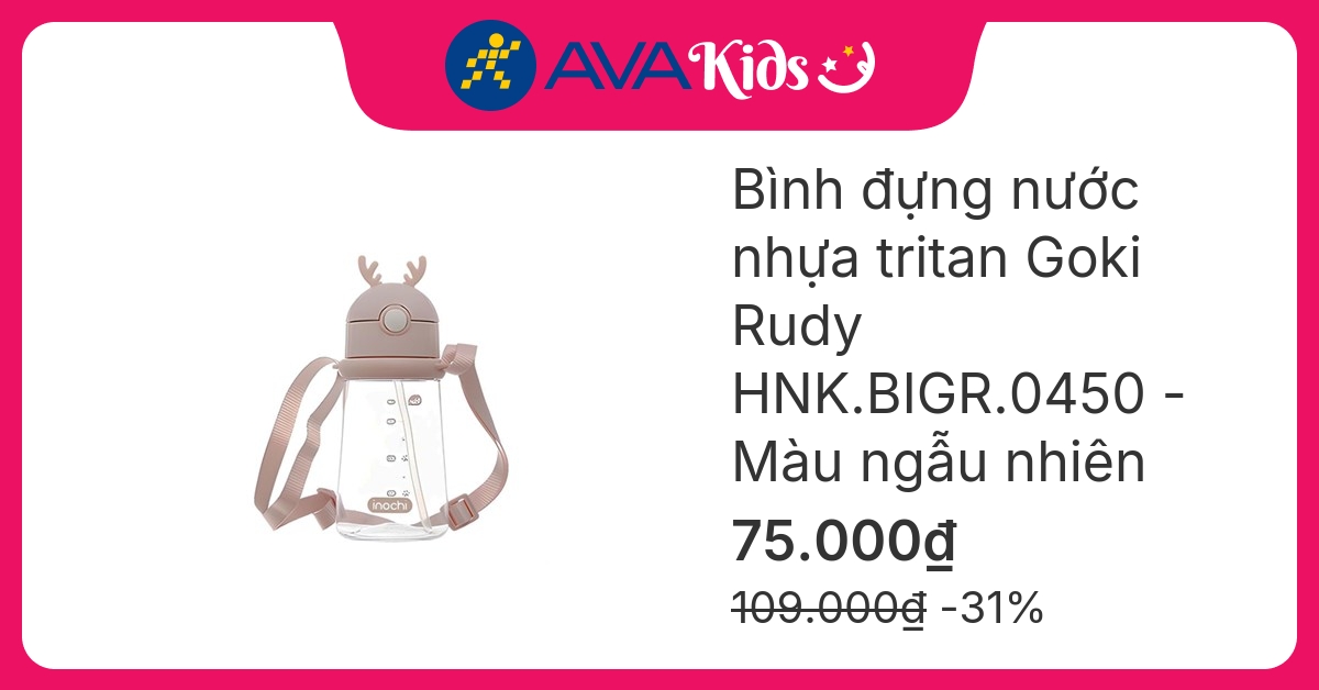 Bình đựng nước nhựa tritan 450 ml Goki Rudy HNK.BIGR.0450 - Màu ngẫu nhiên