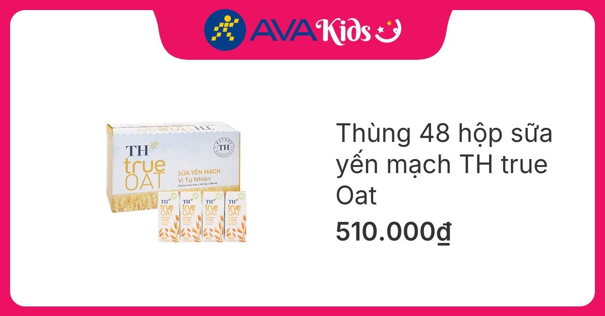 Thùng 48 hộp sữa yến mạch TH true Oat 180 ml (từ 2 tuổi)