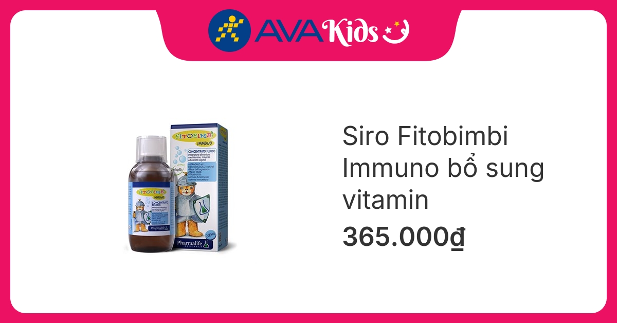 Siro Fitobimbi Immuno bổ sung vitamin hương táo, 200 ml dạng uống (6 tháng - 12 tuổi)